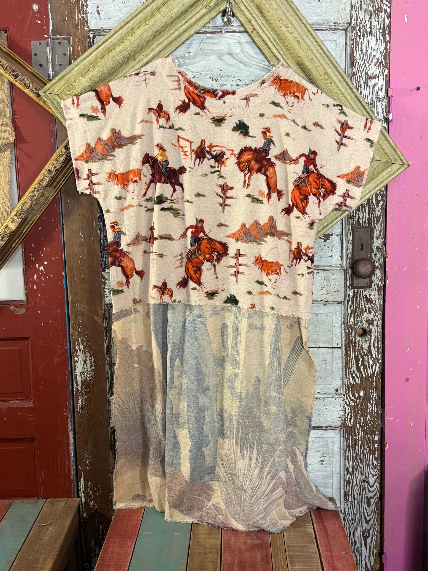 i love linen Ride em cowboy Hi-Low top