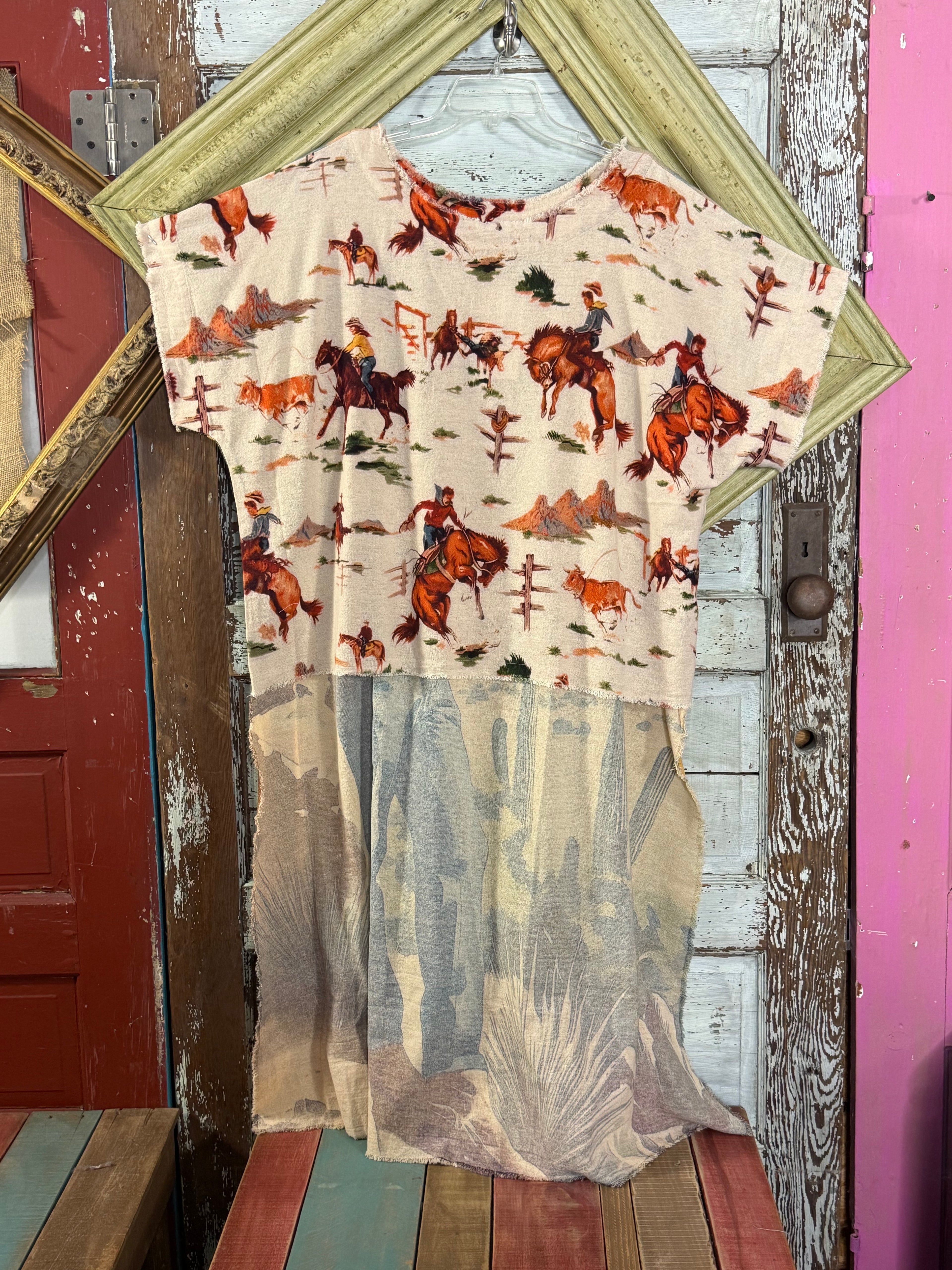 i love linen Ride em cowboy Hi-Low top