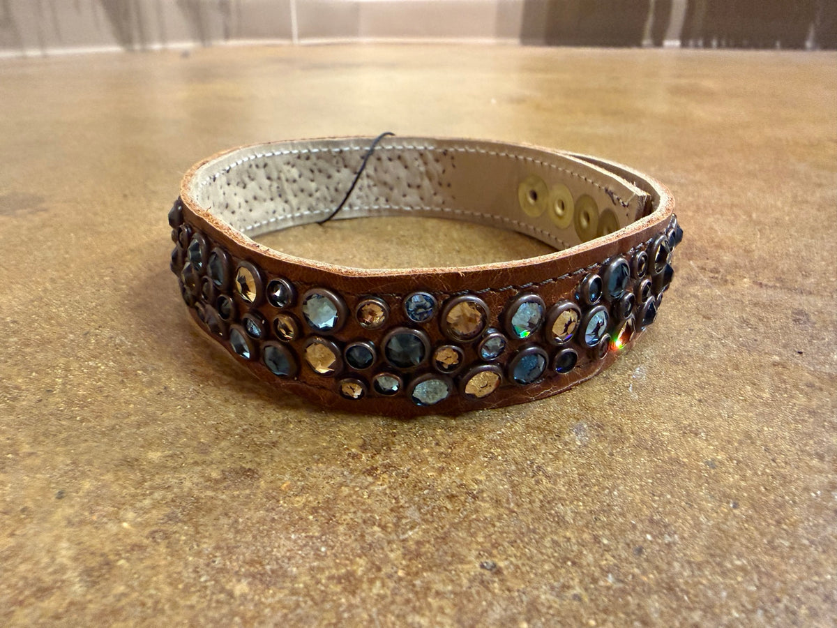 Brown / Blue & Champagne Kurtman jeweled choker