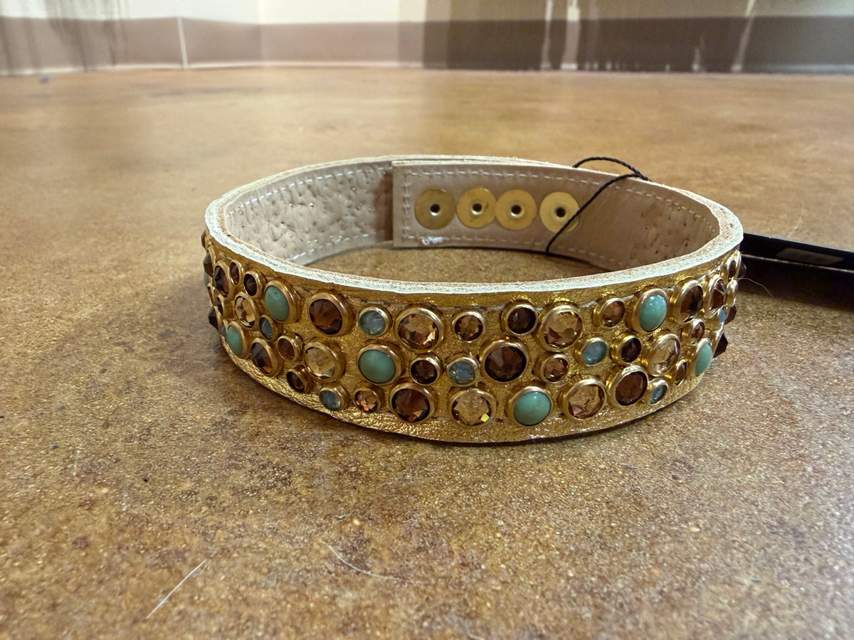 Gold / Turquoise & Amber Kurtman jeweled choker