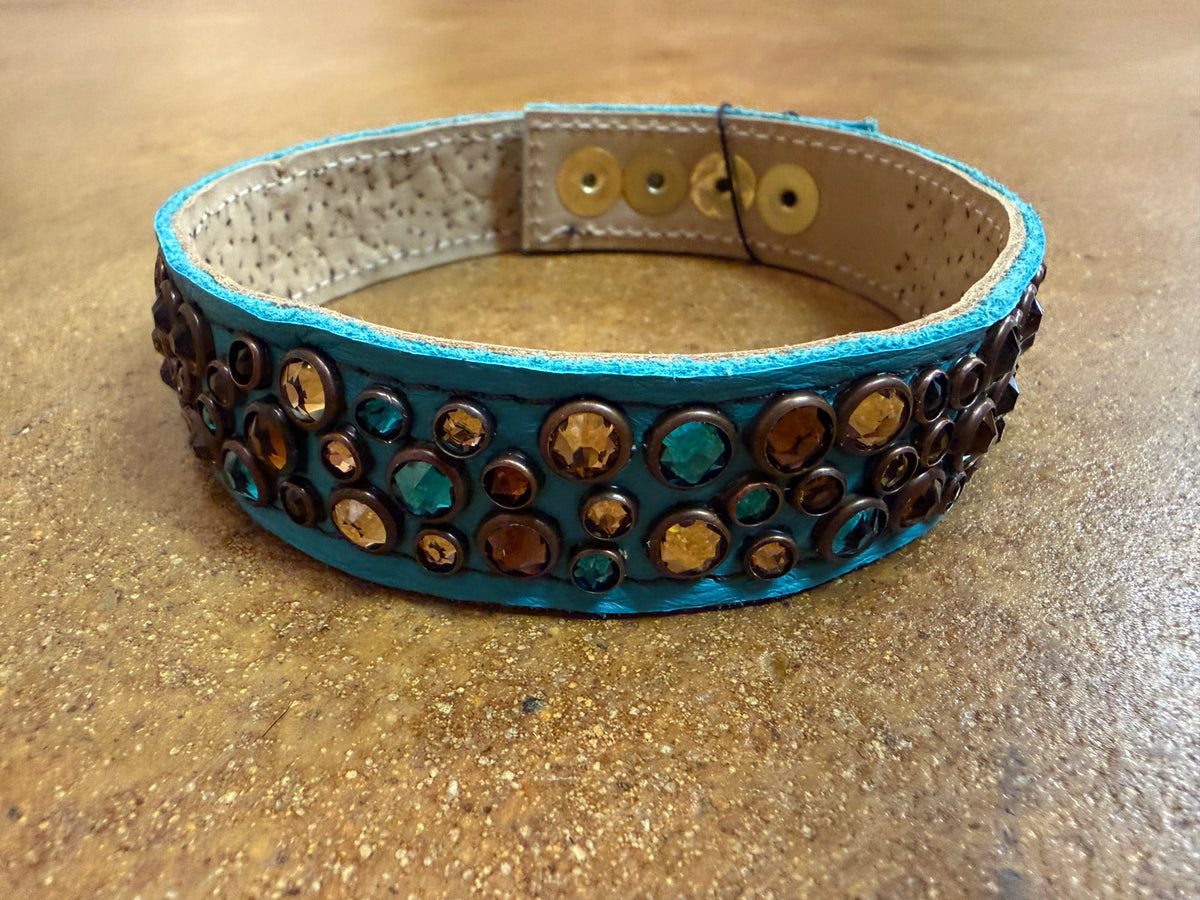 Turquoise / Teal & Amber Kurtman jeweled choker