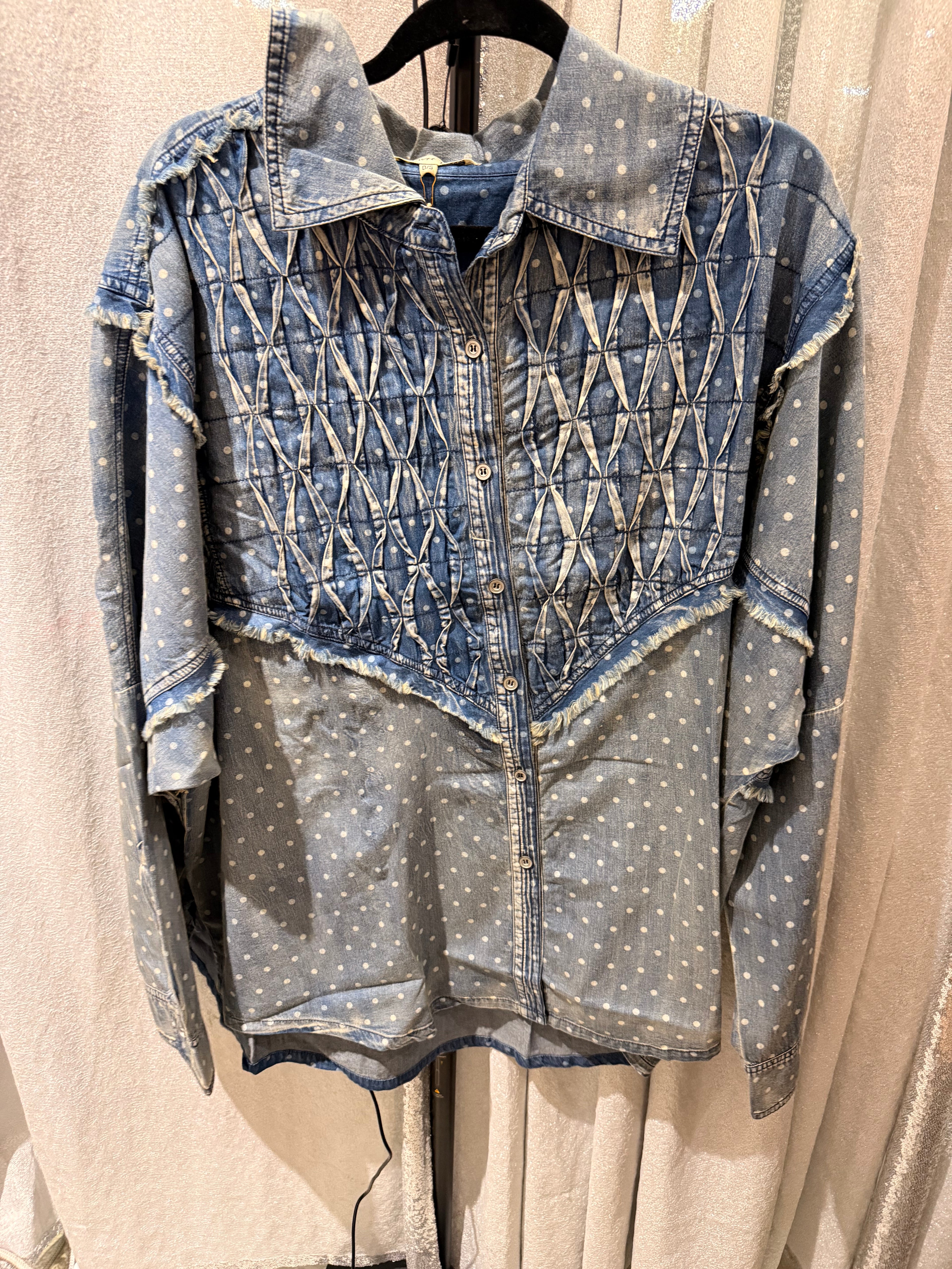 A Rare Bird Denim Dot Top