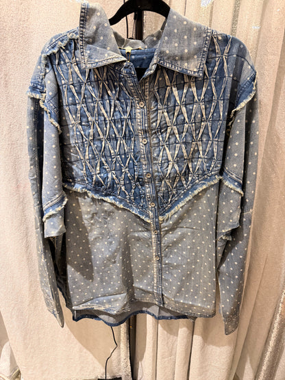 A Rare Bird Denim Dot Top