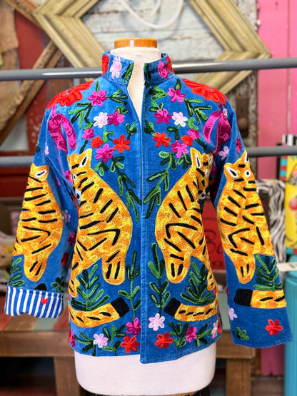 Felecia Bella Velvet tiger Emboridery Short jacket
