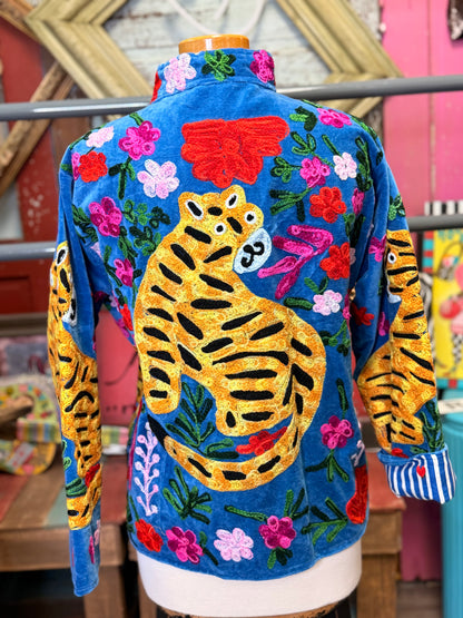 Felecia Bella Velvet tiger Emboridery Short jacket
