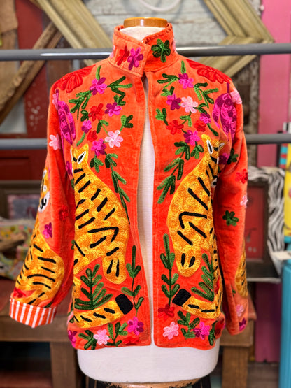Felecia Bella Velvet tiger Emboridery Short jacket