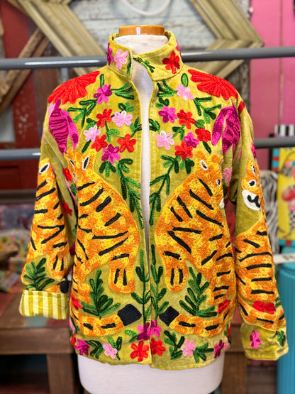 Felecia Bella Velvet tiger Emboridery Short jacket