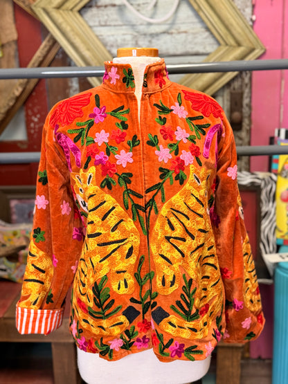 Felecia Bella Velvet tiger Emboridery Short jacket