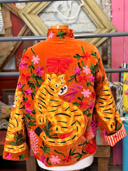 Felecia Bella Velvet tiger Emboridery Short jacket