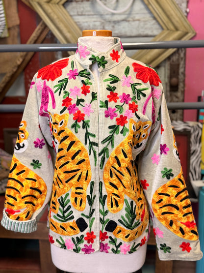 Felecia Bella Velvet tiger Emboridery Short jacket