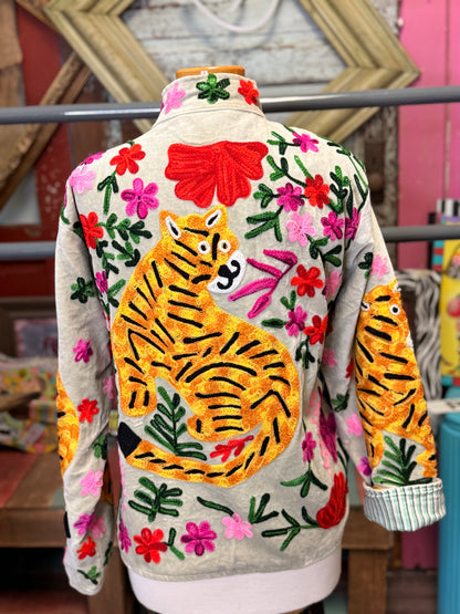 Felecia Bella Velvet tiger Emboridery Short jacket