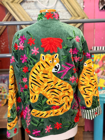 Felecia Bella Velvet tiger Emboridery Short jacket