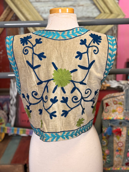 Felecia Bella Velevet emboridery Short vest