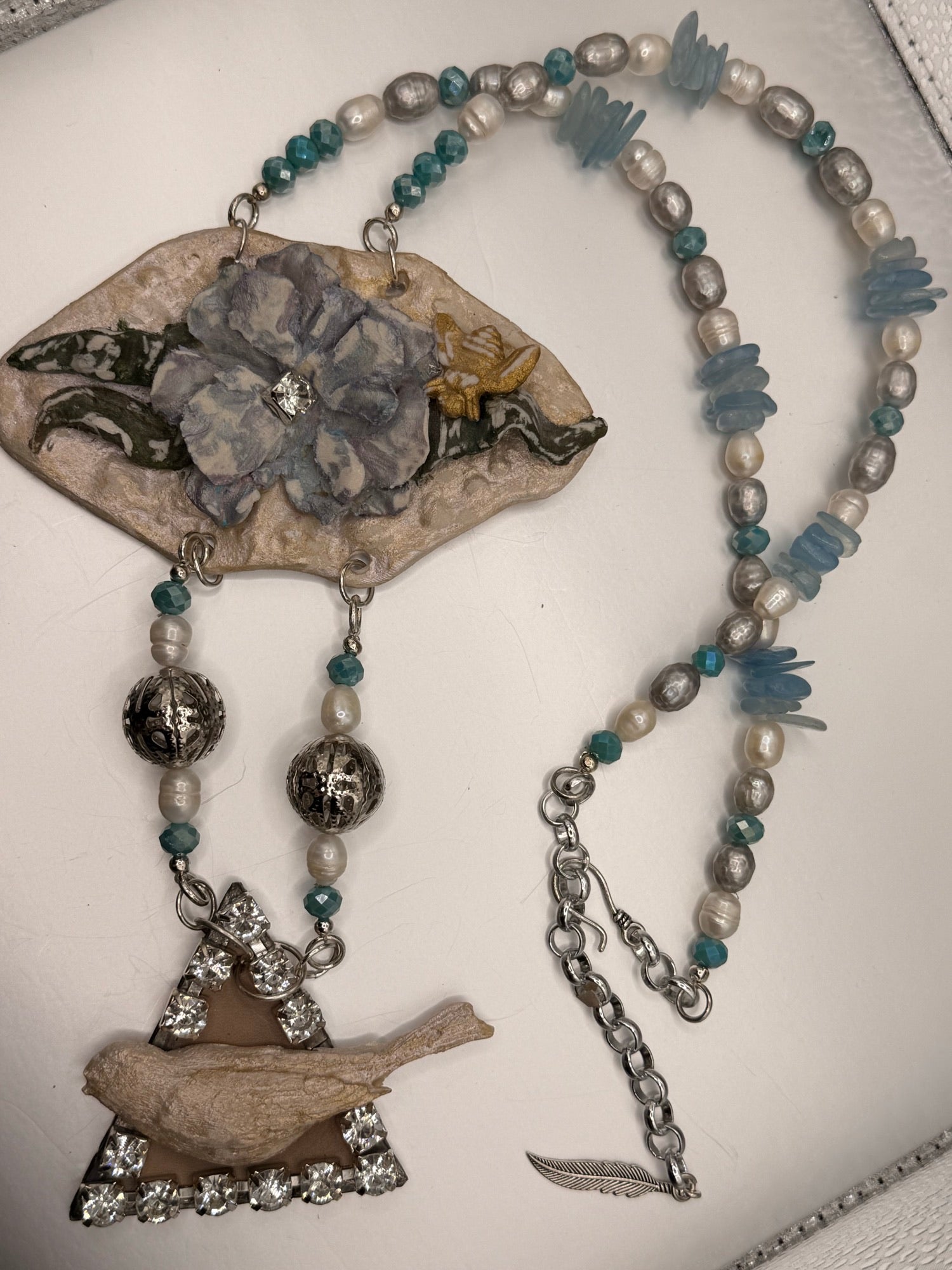 a rare bird big flower bird necklace