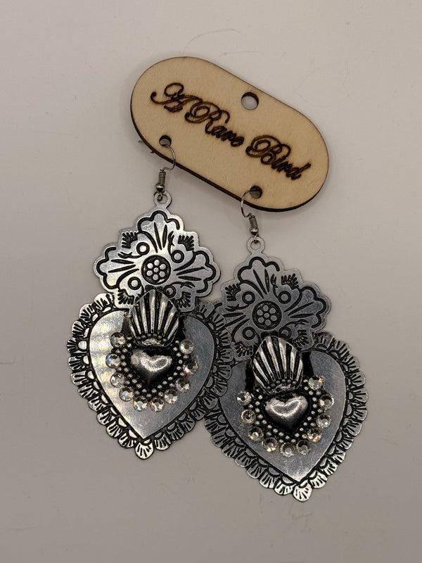 A Rare Bird Silver Heart Earrings