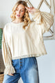 WASHED LACE PUFF SLEEVE TOP