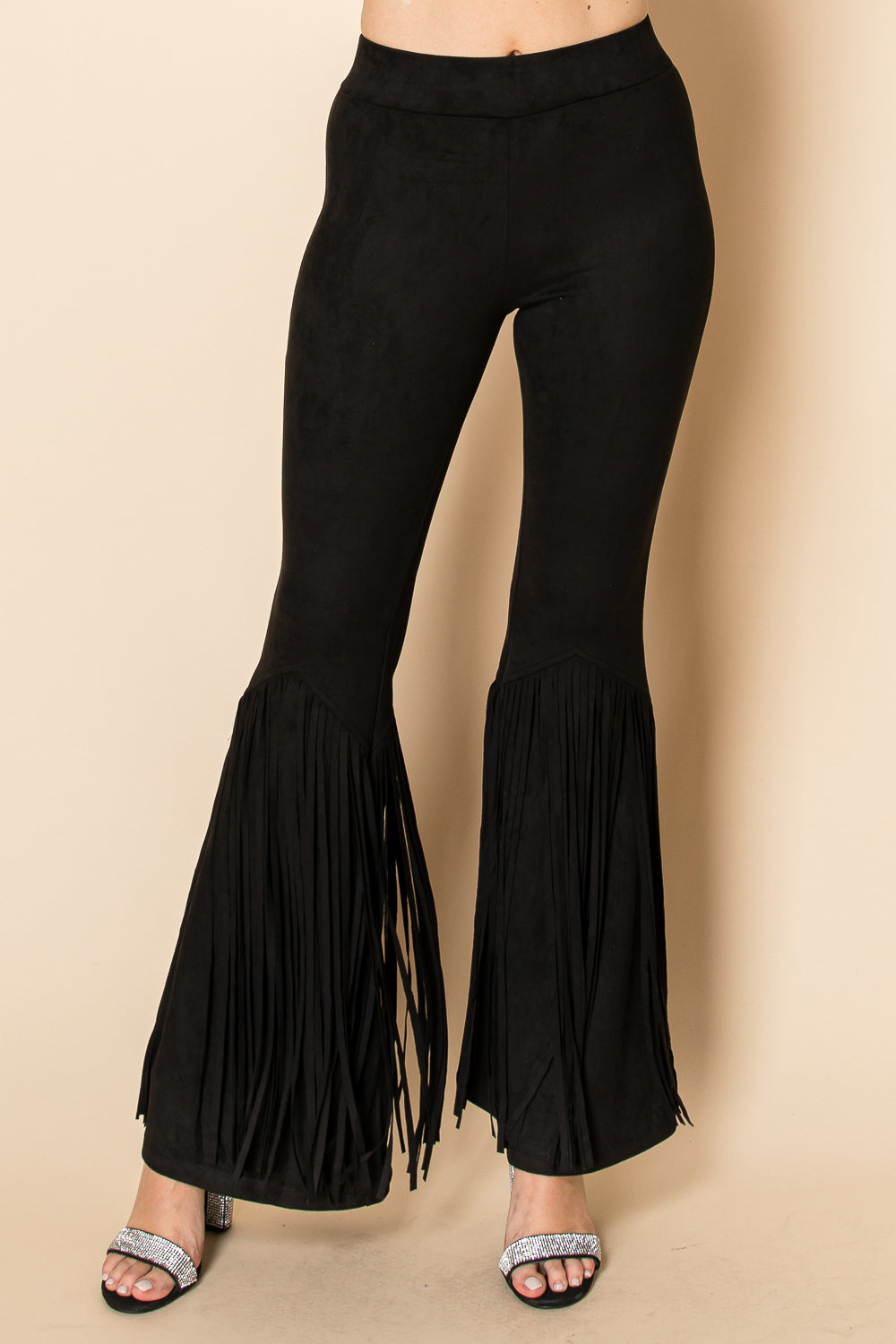 Vocal Fringe Suede Pull On Pants