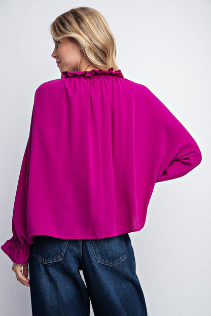 FRILLED TIE NECK BLOUSE