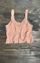 Jaded Gypsy Luminous Tank Rose - blush rose eyelet lace cropped tank with ruffle peplum hem