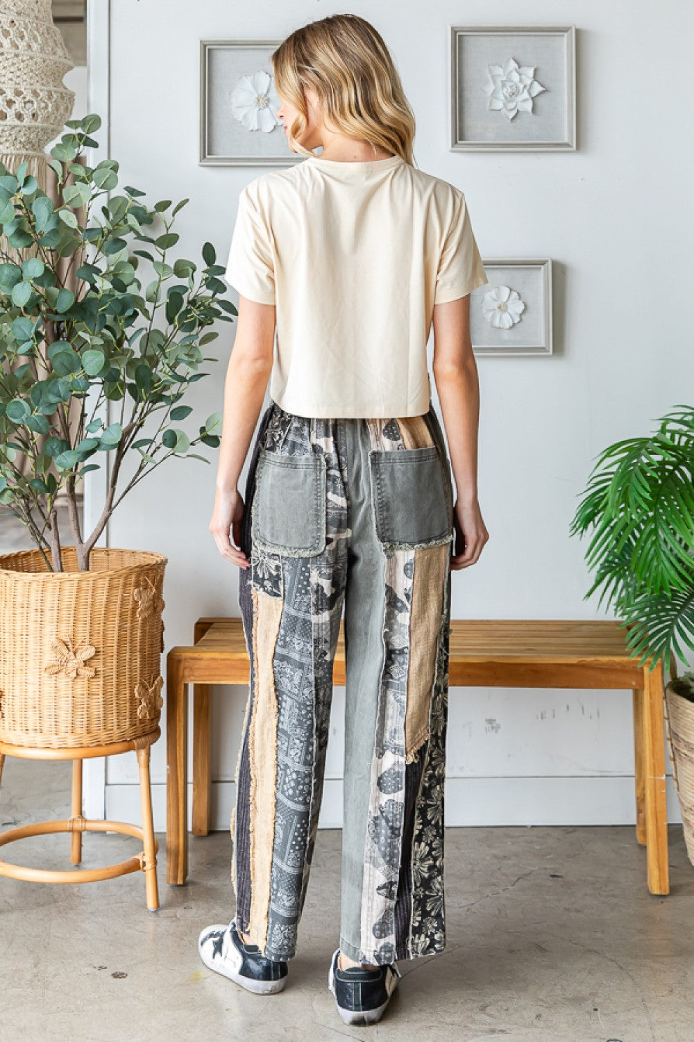 OLI AND HALI WASHED PATCHWORK TWILL PANTS