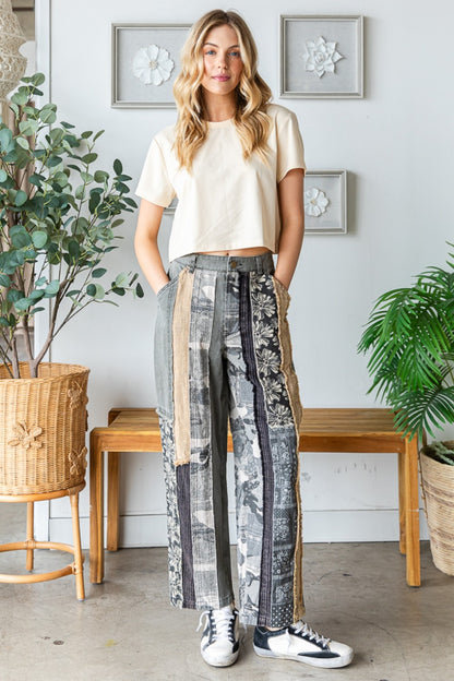 OLI AND HALI WASHED PATCHWORK TWILL PANTS