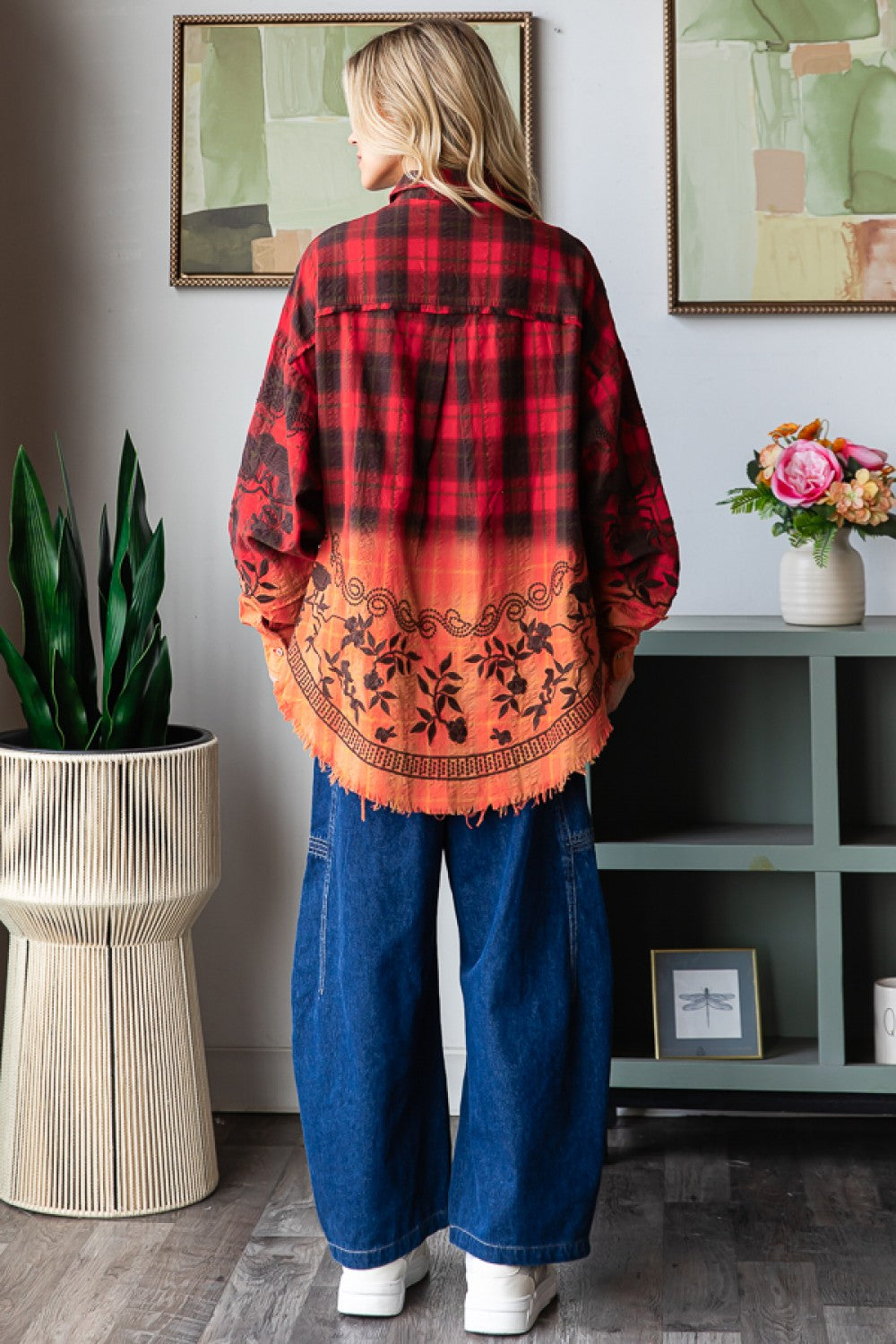 OLI AND HALI MINERAL WASHED EMBROIDERY FLANNEL SHIRTS