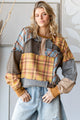 WASHED PLAID MIX PATCHWORK TOP