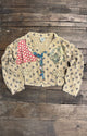 Jaded Gypsy Moon Bloom Jacket in cream gauze with patchwork accents and crochet lace trim