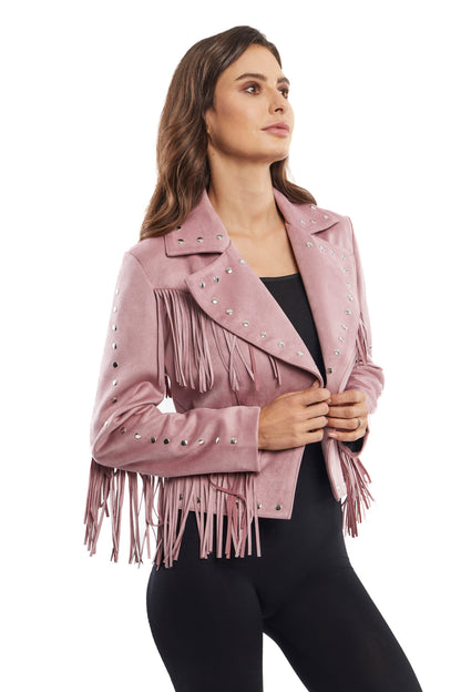 Pink Fringe Studded Jacket