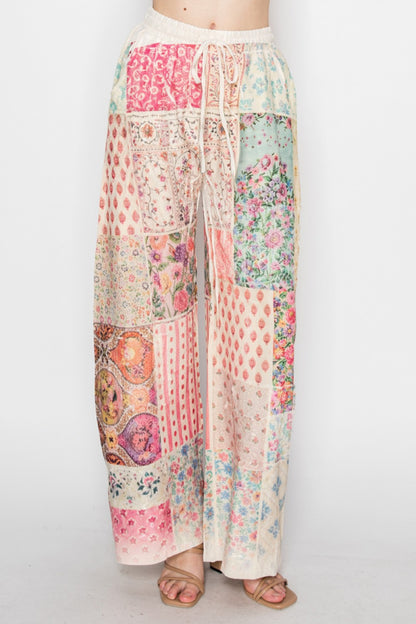Origami Patch Floral Drawstring Pants