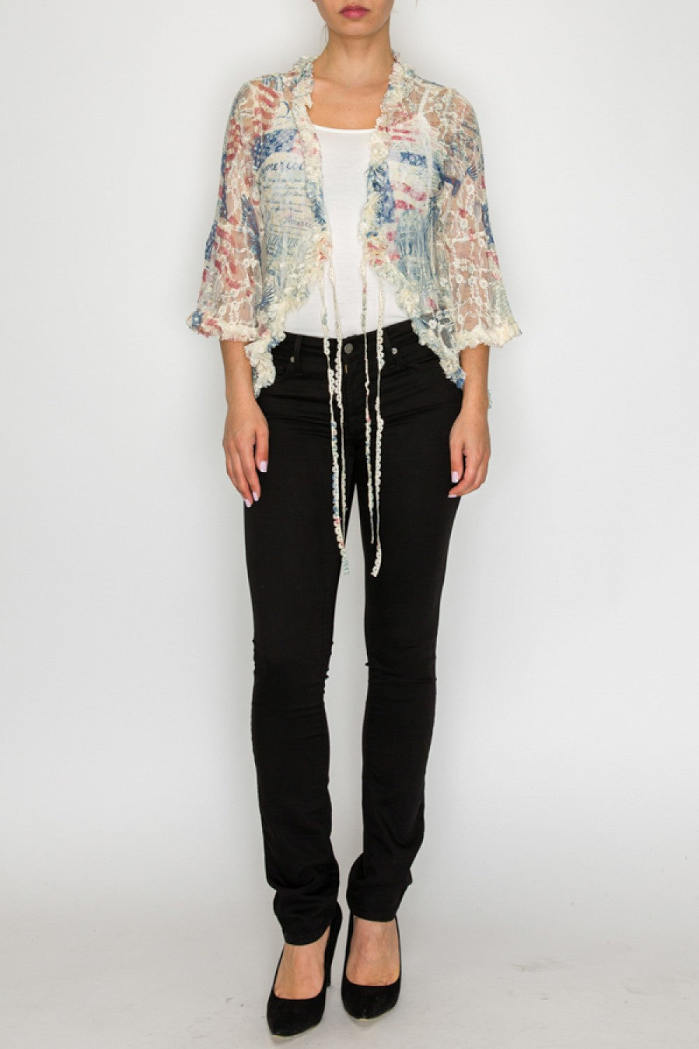 Origami Sparkly freedom  lace Ties with Ruffles