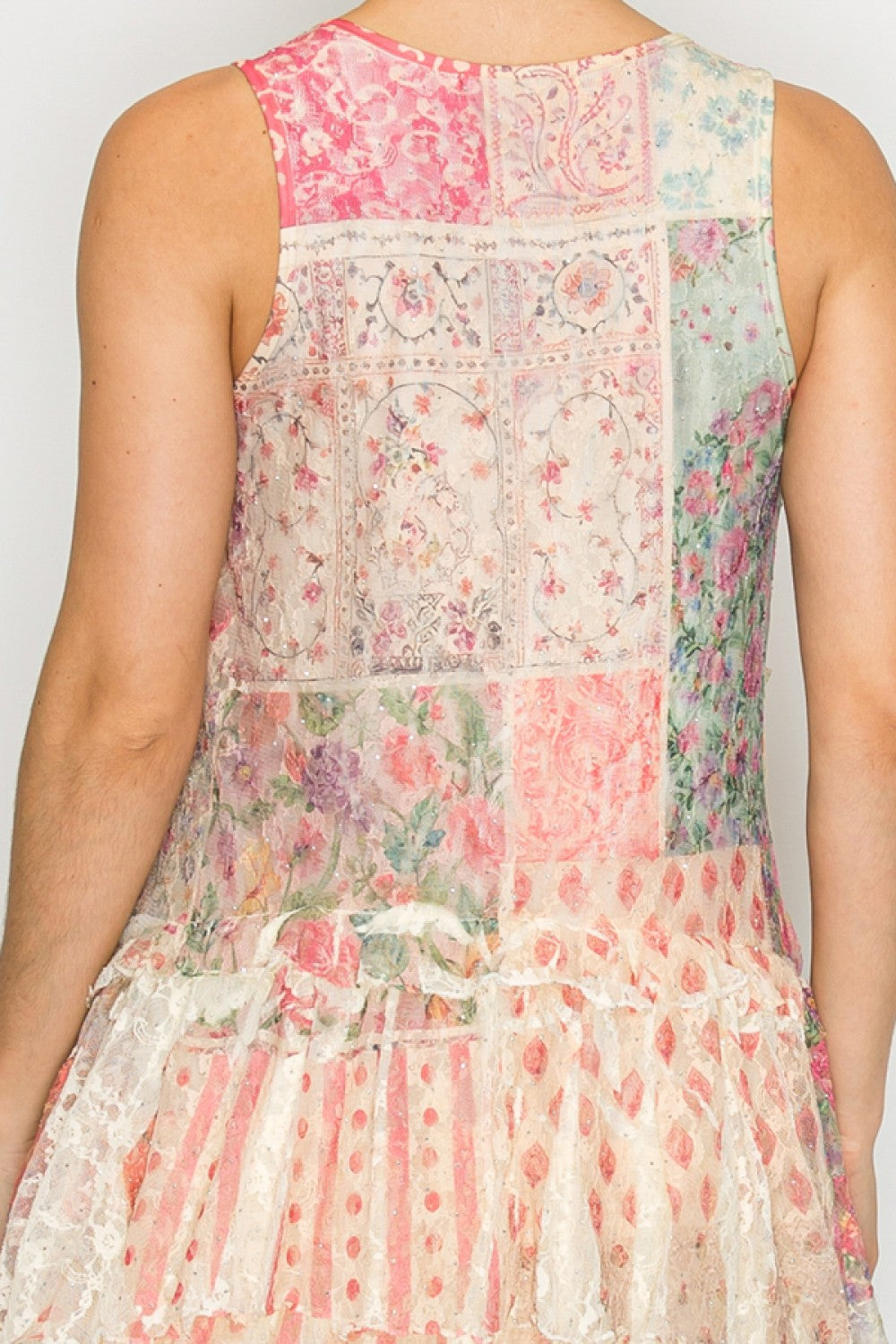Origami SLEVESS ALL LACE RUFFLED DRESS