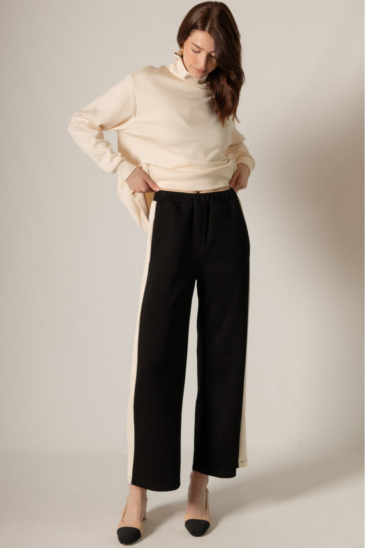 P. CILL Butter Modal Side Stripe Wide Leg Pants