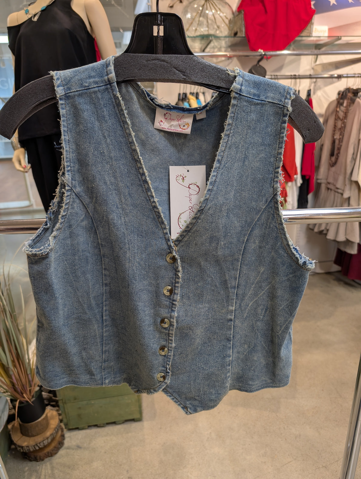 Paper Lace Chambray Vest