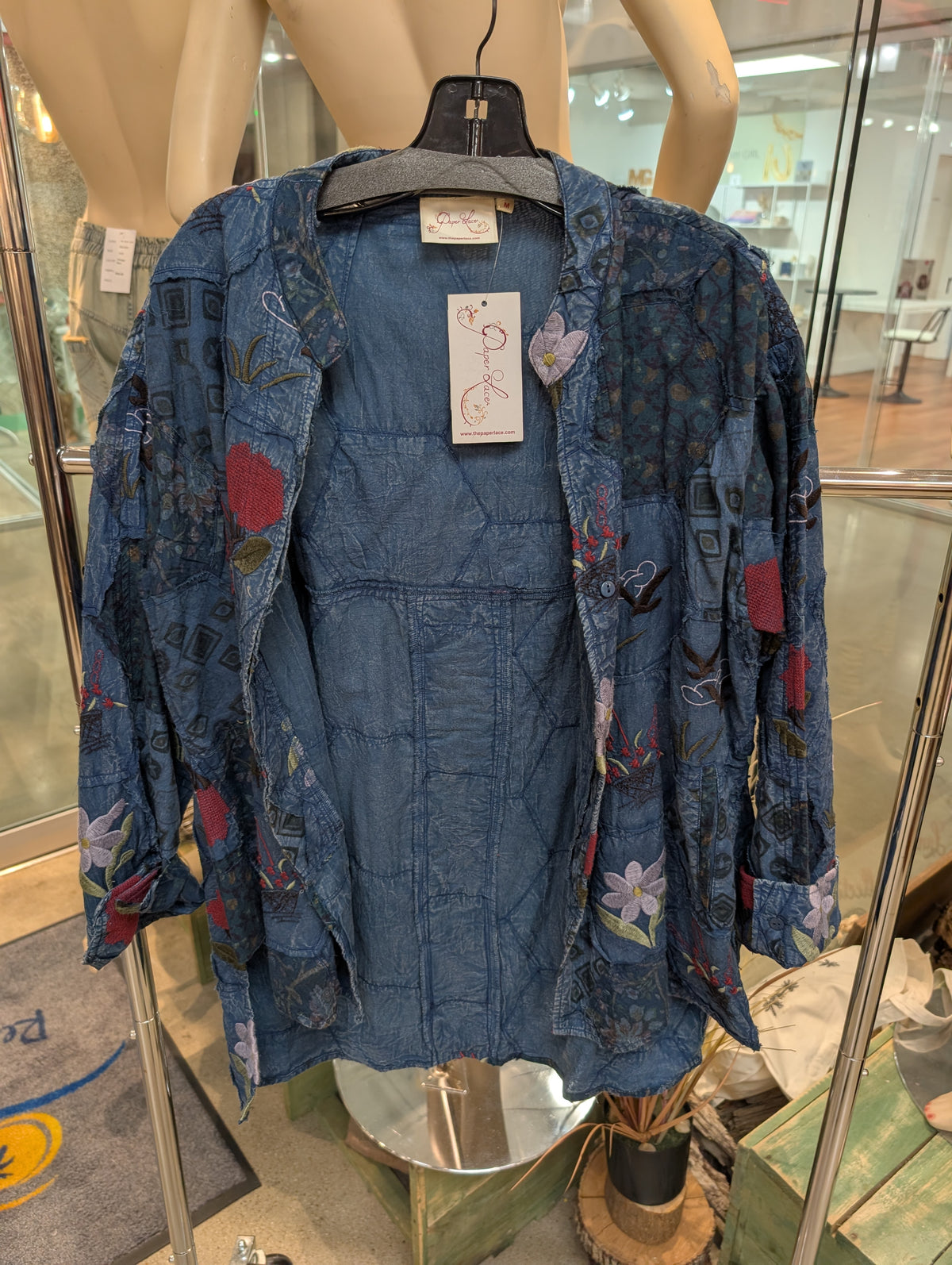 Paper Lace blue Embroided Floral Jacket