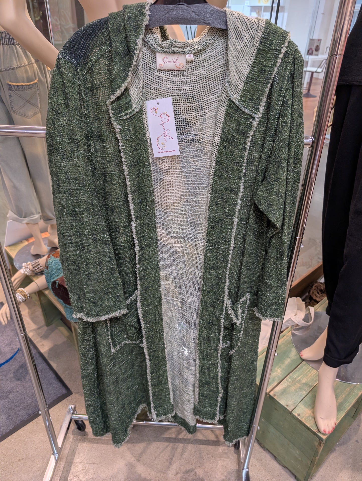 Pre-Order Paper Lace Hooded Duster – Green PL-H790J