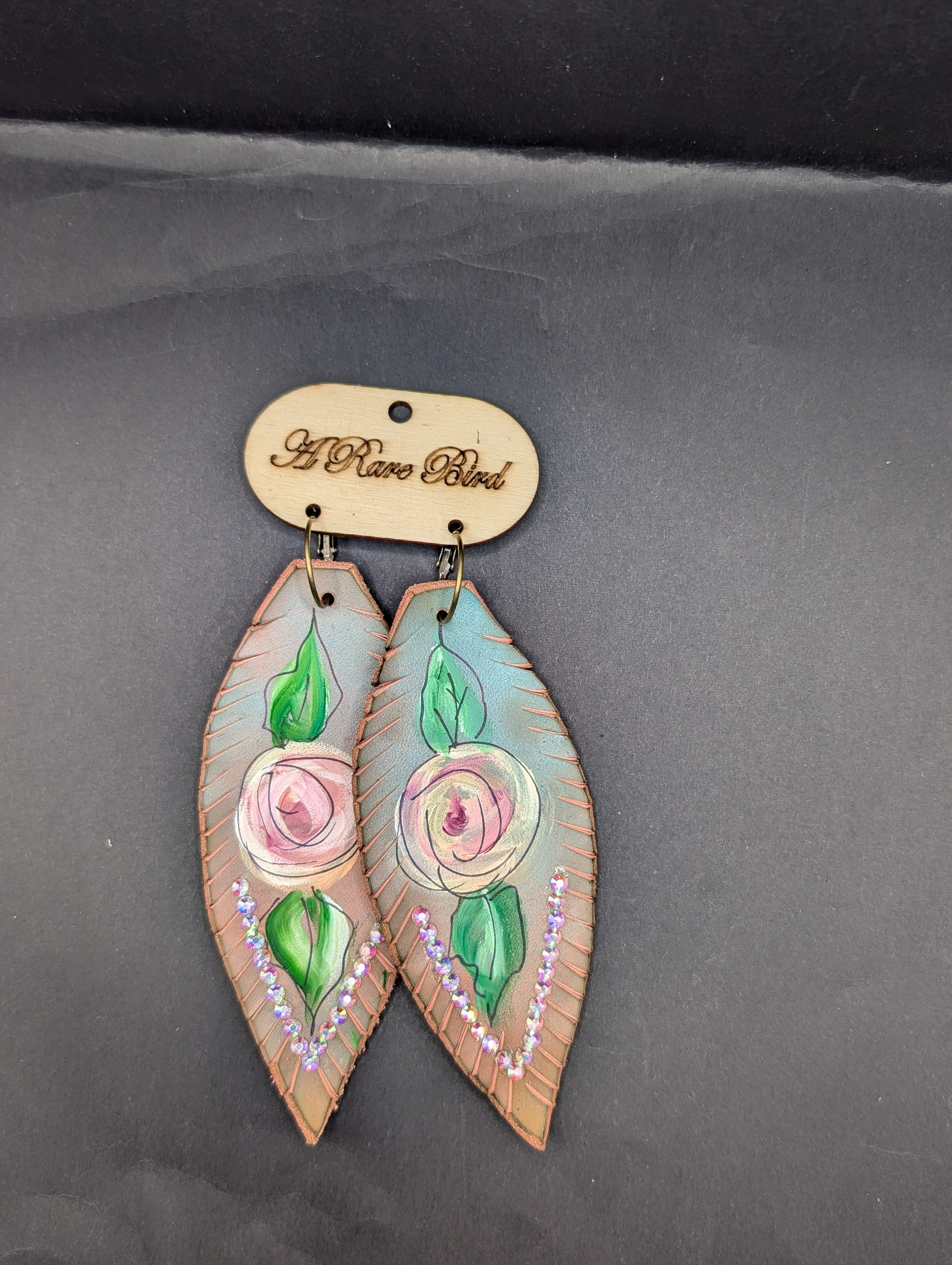 A Rare Bird Leather Feather Earings