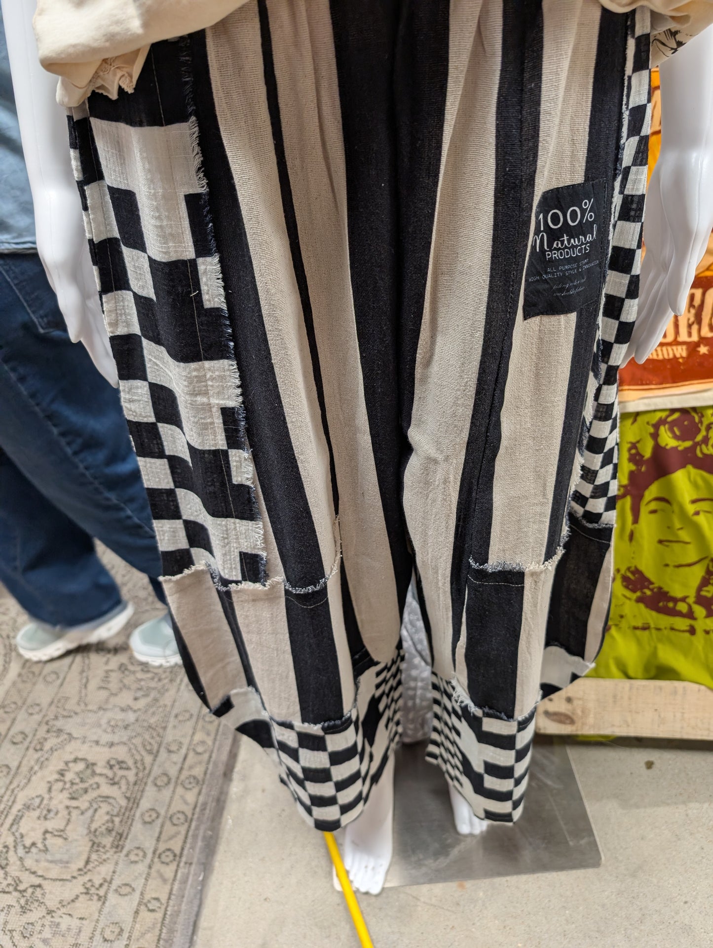 Pre order I love Linen Black and white Striped checkard Pants