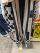 Pre order I love Linen Black and white Striped checkard Pants