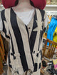 Pre order I Love Linen Black and white striped button up with Star vest