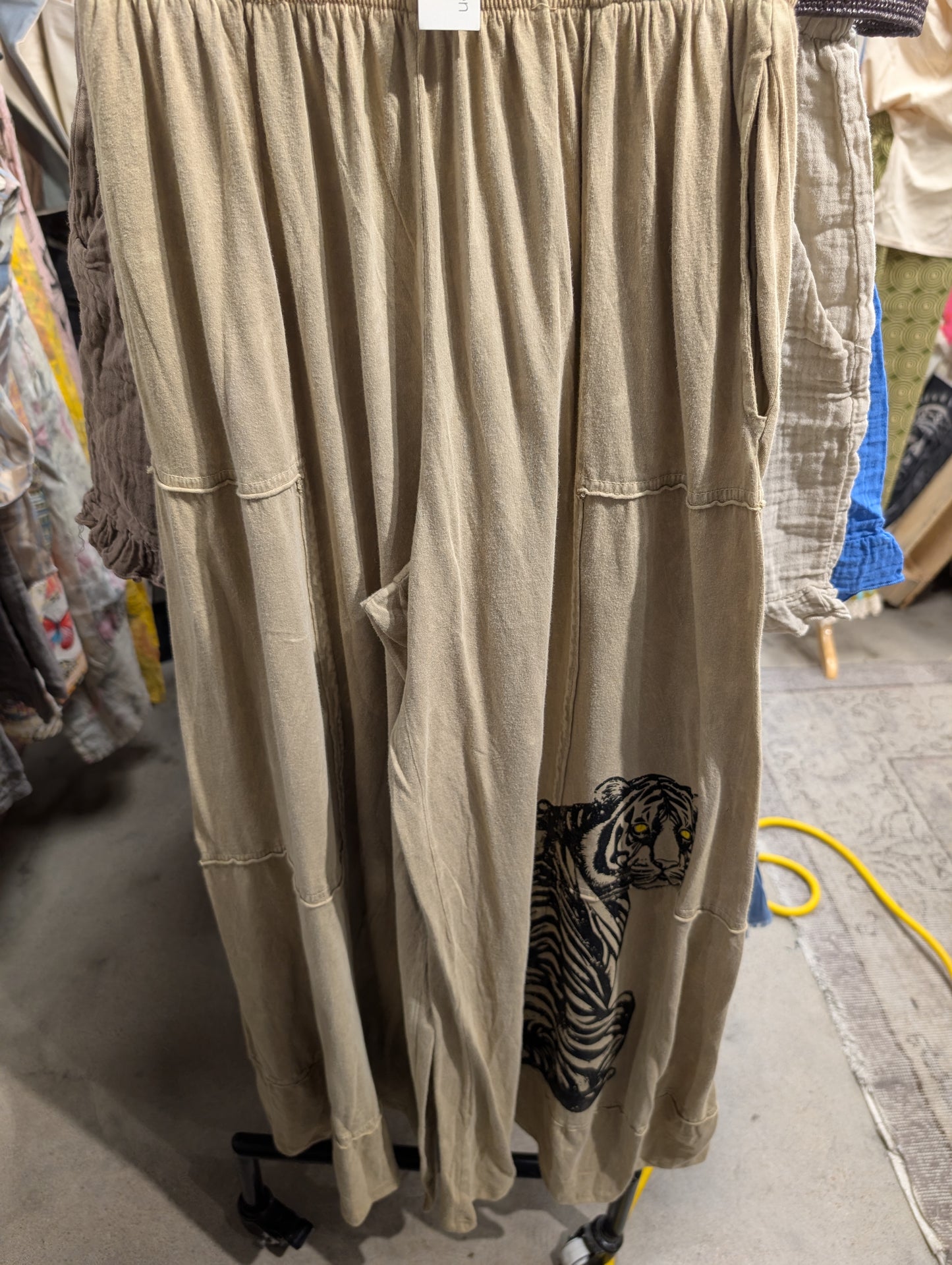 Pre order I love linen  khaki tiger Pants