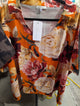 Pre order I love linen Collared top orange with flowers (R167 Red+R156 Army)