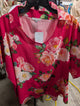 Pre order I Love linen #Collar top pink with roses (R297 Pink+R249)
