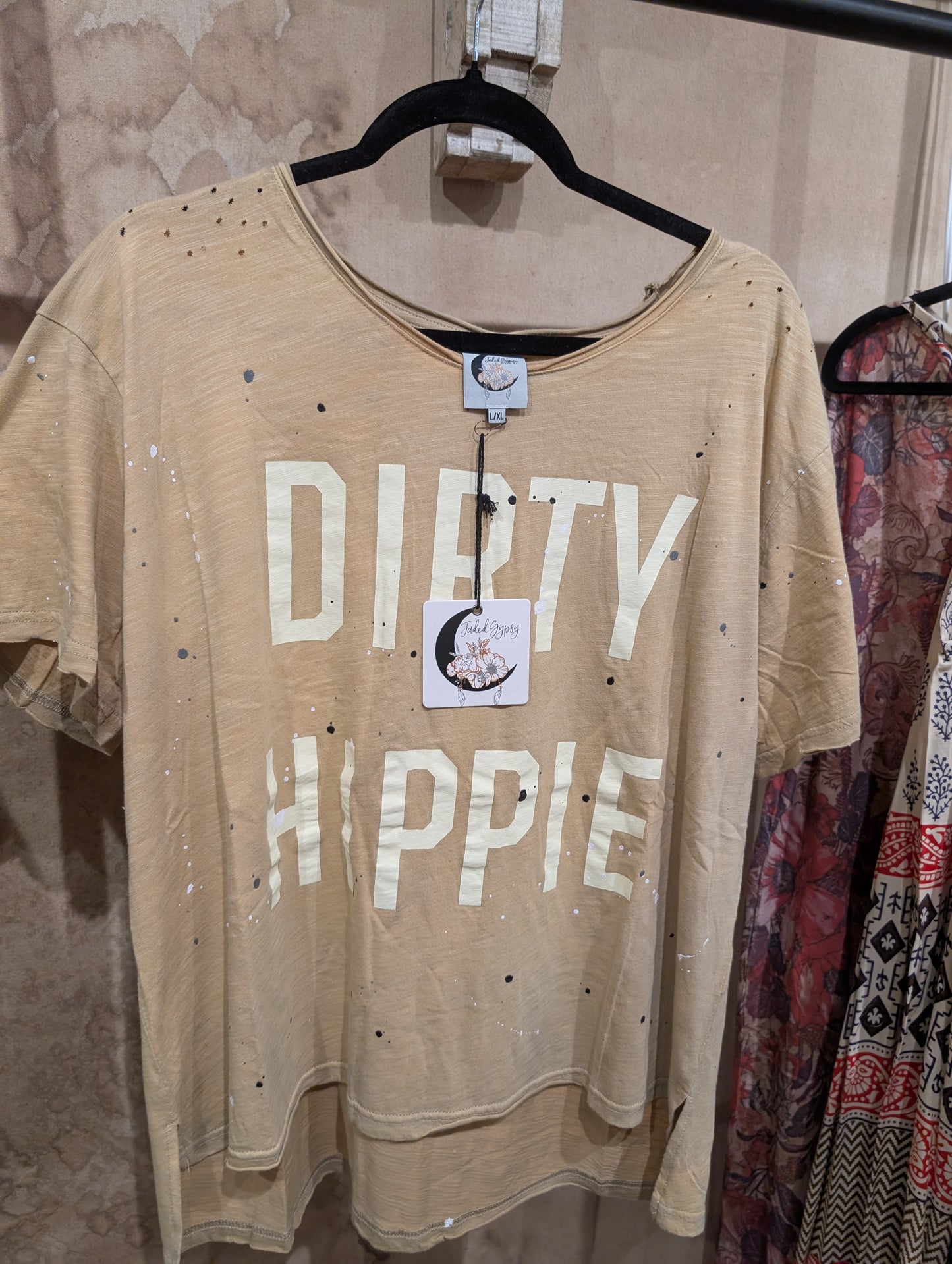 Cash and Carry Dirty Hippie Tee in Tan