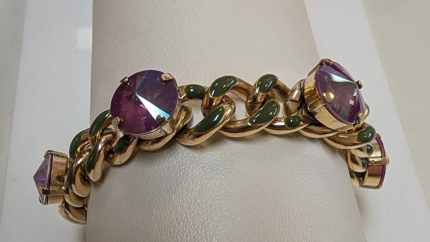 Tova Galileu chocolate crystal chain bracelet - front view