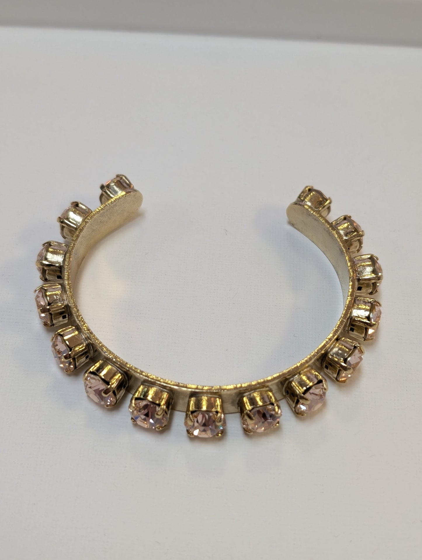 TOVA Kelly Cuff in Antique Gold - full cuff view with blush crystals