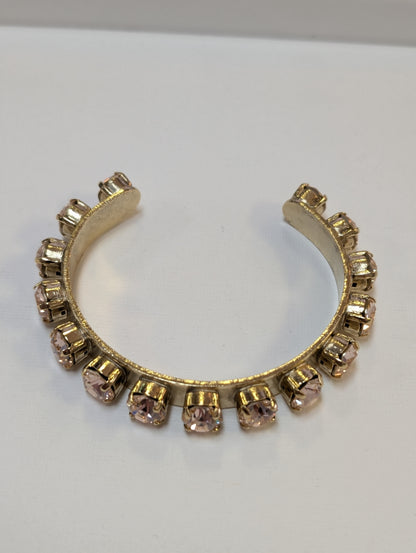 TOVA Kelly Cuff in Antique Gold - full cuff view with blush crystals