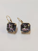 TOVA Estelle Earrings in Smoky Crystal - emerald cut violet grey crystal lever back earrings in gold