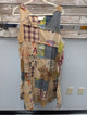 Pre Order Paper Lace PL-G504D sleeveless patchwork dress with mixed denim plaid lace and printed fabric panels in earth tones