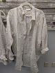Pre Order Paper Lace PLH-2416S cream distressed linen button-front shirt with raw edge detailing and rolled cuffs